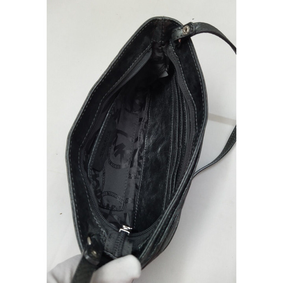 Michael Kors Metallic Gray Leather Zipper Closure Small Shoulder Bag - Picture 10 of 13